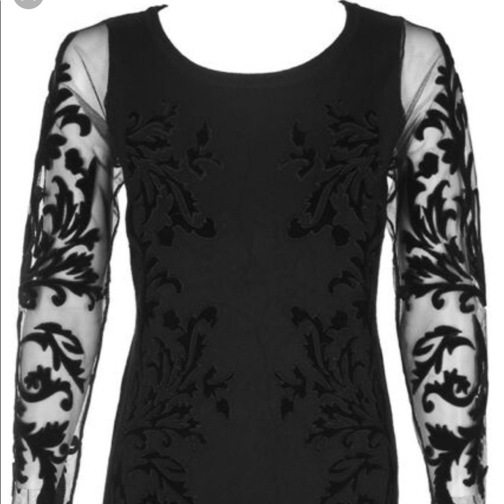 black long sleeve mesh dress